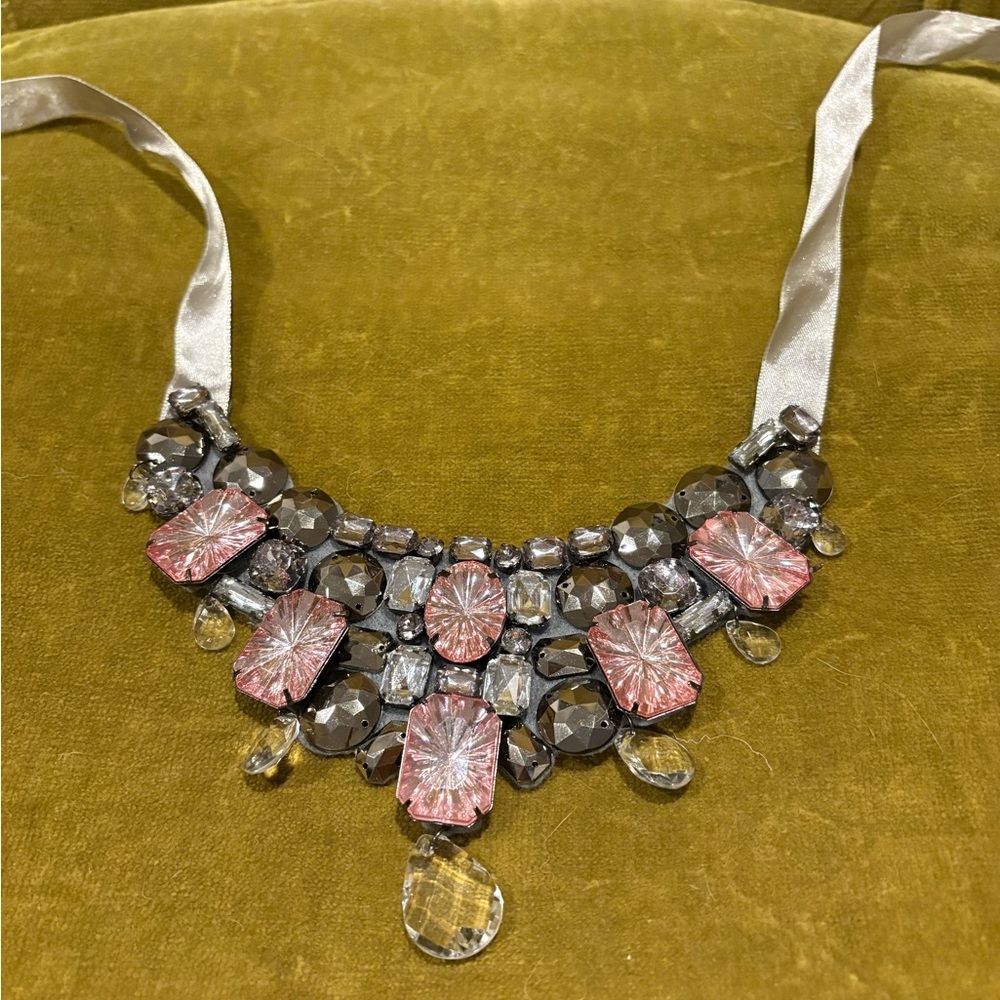 Elegant Pink and Silver Statement Necklace